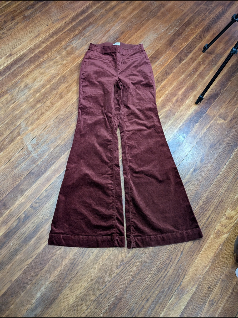Pilcro Pants Womens 27 Brick Soft Velvet Pull On Flare Wide Leg Bell Bottoms